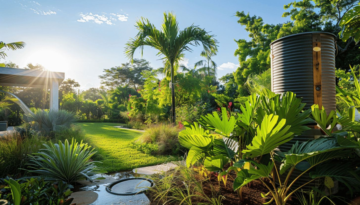 Installation d'un récupérateur d'eau de pluie pour jardin économie et écologie
